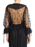 Ruffled Sheer Lace Top