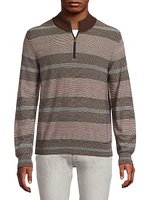 Cotton-Wool Striped Quarter-Zip Sweater