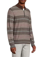 Cotton-Wool Striped Quarter-Zip Sweater