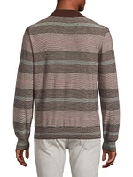 Cotton-Wool Striped Quarter-Zip Sweater