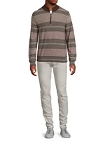 Cotton-Wool Striped Quarter-Zip Sweater