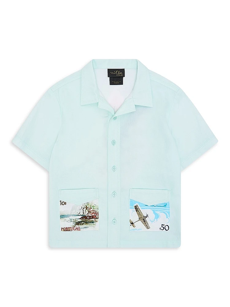 Little Boy's & Stamp Short-Sleeve Shirt