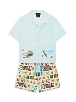 Little Boy's & Stamp Short-Sleeve Shirt