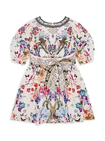 Little Girl's & Floral Puff-Sleeve Dress