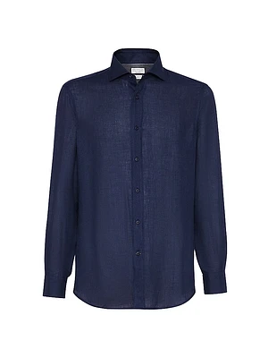 Linen Easy Fit Shirt with Spread Collar
