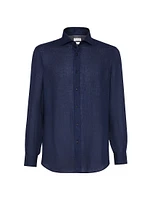 Linen Easy Fit Shirt with Spread Collar