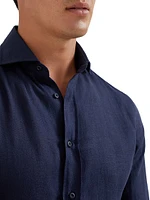 Linen Easy Fit Shirt with Spread Collar