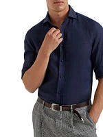 Linen Easy Fit Shirt with Spread Collar