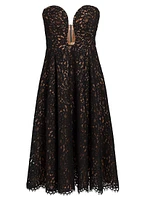 Floral Lace Plunge Bustier Cocktail Dress