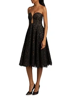 Floral Lace Plunge Bustier Cocktail Dress