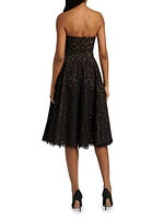 Floral Lace Plunge Bustier Cocktail Dress
