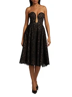 Floral Lace Plunge Bustier Cocktail Dress