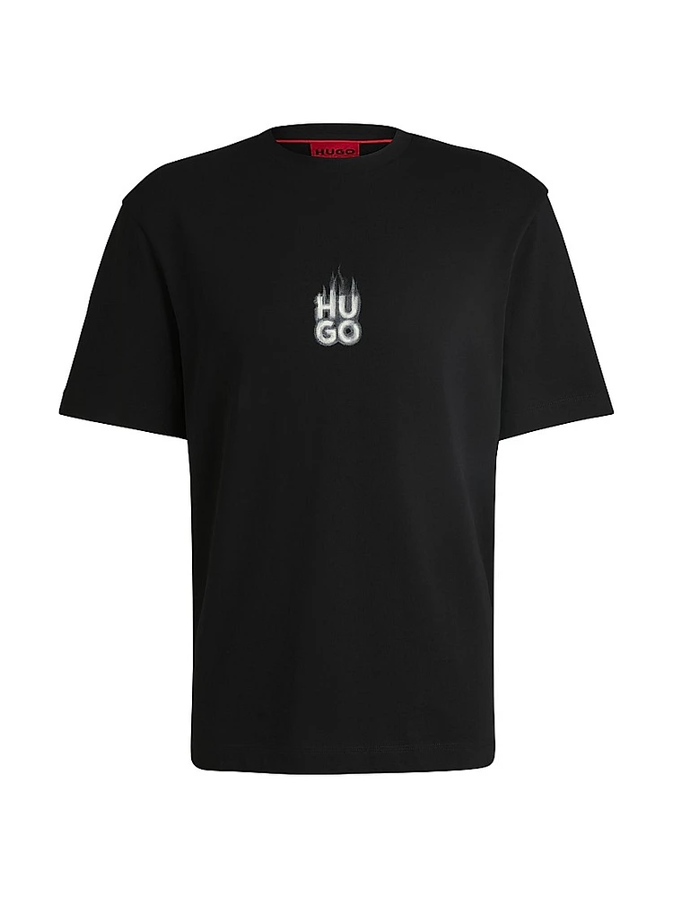 T-Shirt with Stacked Smoke Logo Prints
