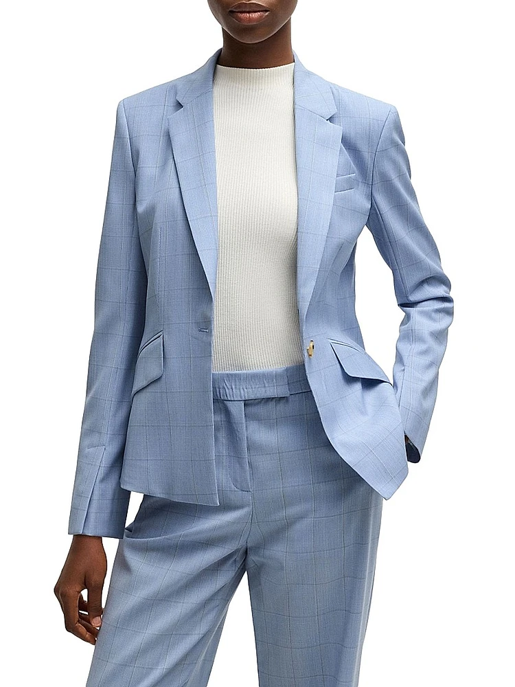 Slim-Fit Blazer Checked Wool