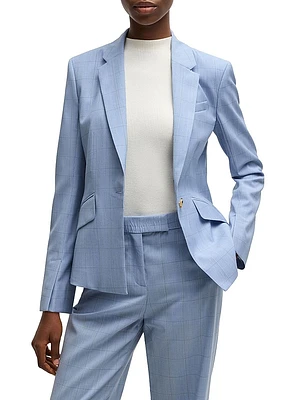 Slim-Fit Blazer Checked Wool