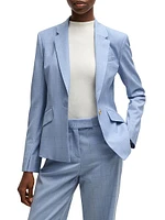 Slim-Fit Blazer Checked Wool