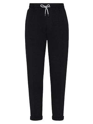 French Terry Double Cloth Trousers with Crête Detail