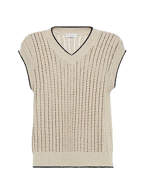 Cotton Openwork Rib Sweater Vest