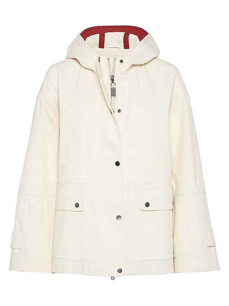Water Resistant Cotton Canvas Hooded Outerwear Jacket