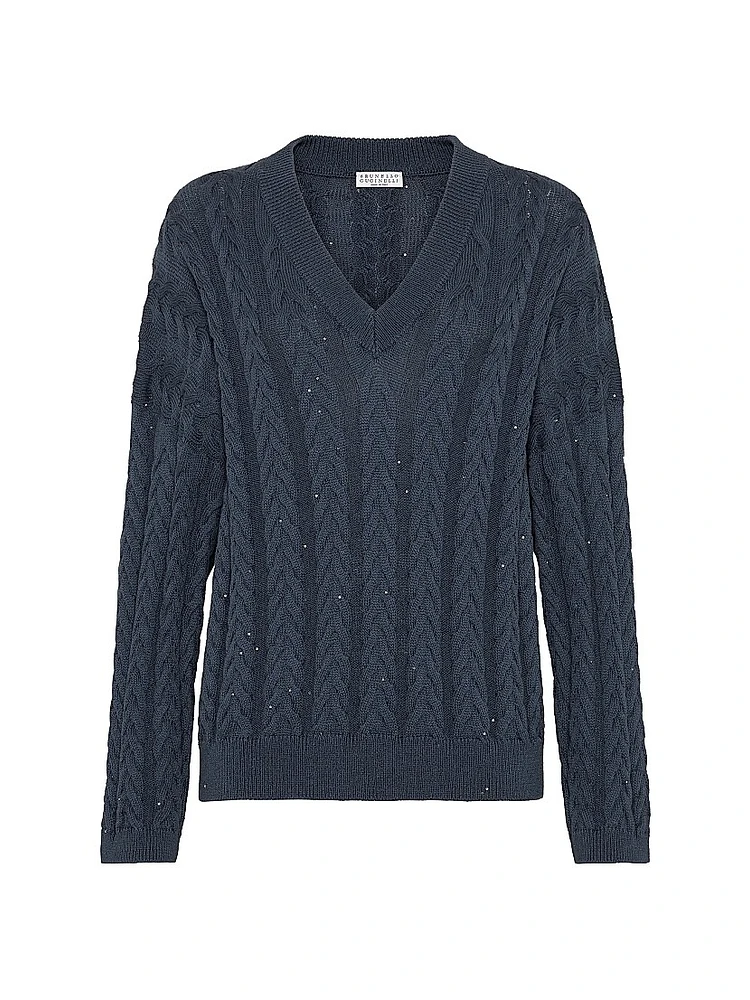 Cotton Dazzling Double Cable Sweater