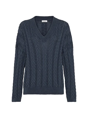 Cotton Dazzling Double Cable Sweater