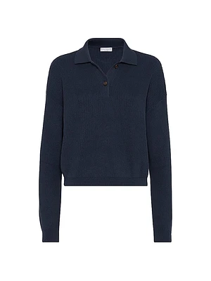 Cotton English Rib Knit Polo Shirt