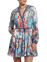 Sydney Floral Silk-Blend Tie-Waist Minidress