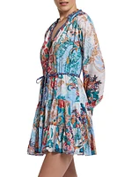 Sydney Floral Silk-Blend Tie-Waist Minidress