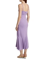 Susan Twist-Front Tulip Hem Midi-Dress