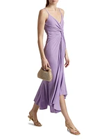 Susan Twist-Front Tulip Hem Midi-Dress