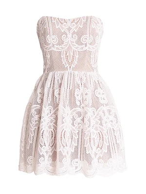 Sasha Lace Strapless Fit & Flare Minidress