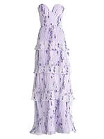 Layana Floral Tiered Bustier Gown