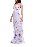 Layana Floral Tiered Bustier Gown