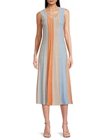 Striped A-Line Midi-Dress