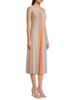 Striped A-Line Midi-Dress