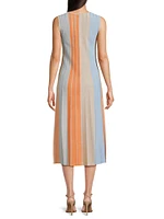 Striped A-Line Midi-Dress