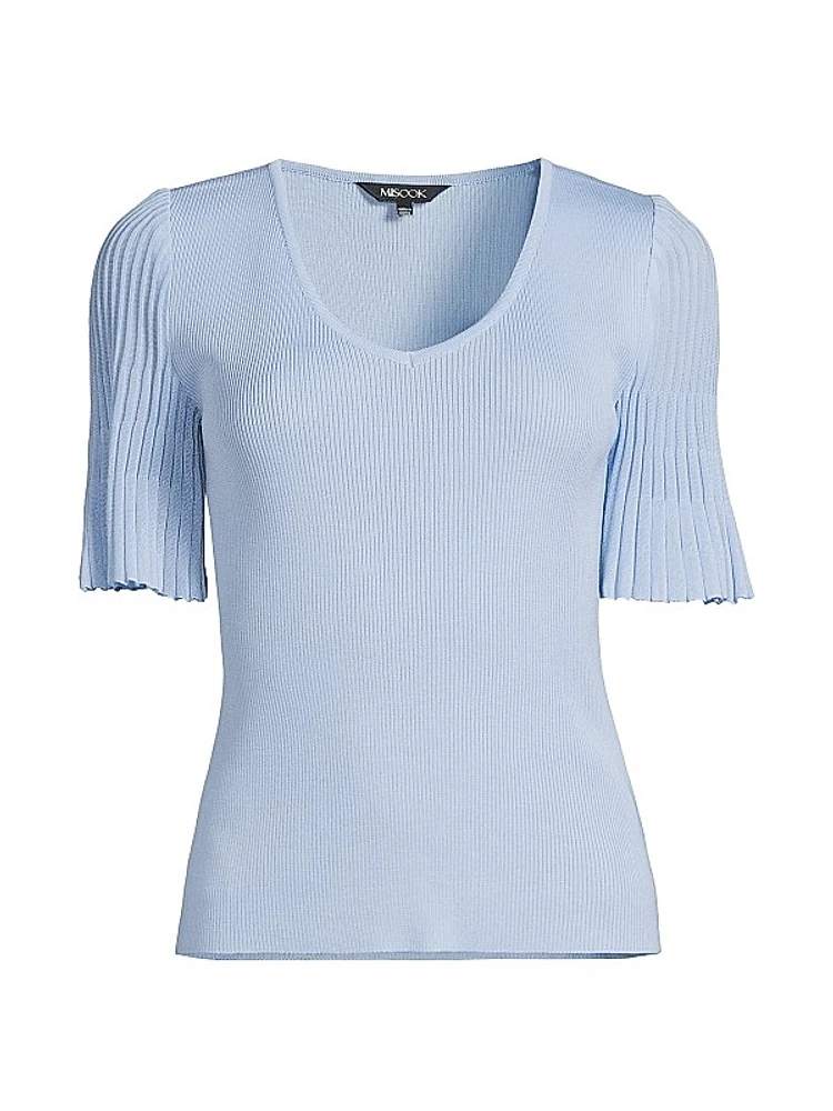 V-Neck Blouse with Flutter Sleeves
