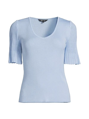 V-Neck Blouse with Flutter Sleeves