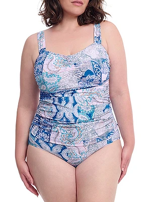 Plus Karma Paisley Underwire Tankini Top
