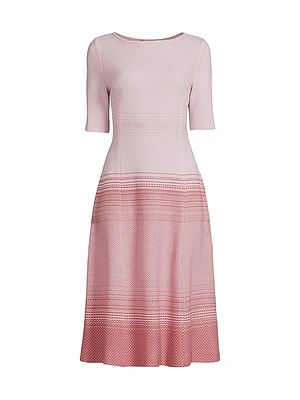 Striped Knit A-Line Midi-Dress