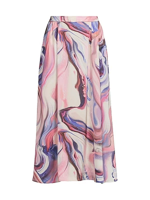 Printed A-line Midi-Skirt