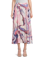 Printed A-line Midi-Skirt