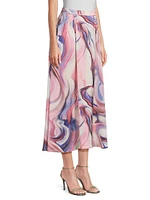 Printed A-line Midi-Skirt