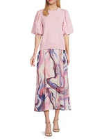 Printed A-line Midi-Skirt