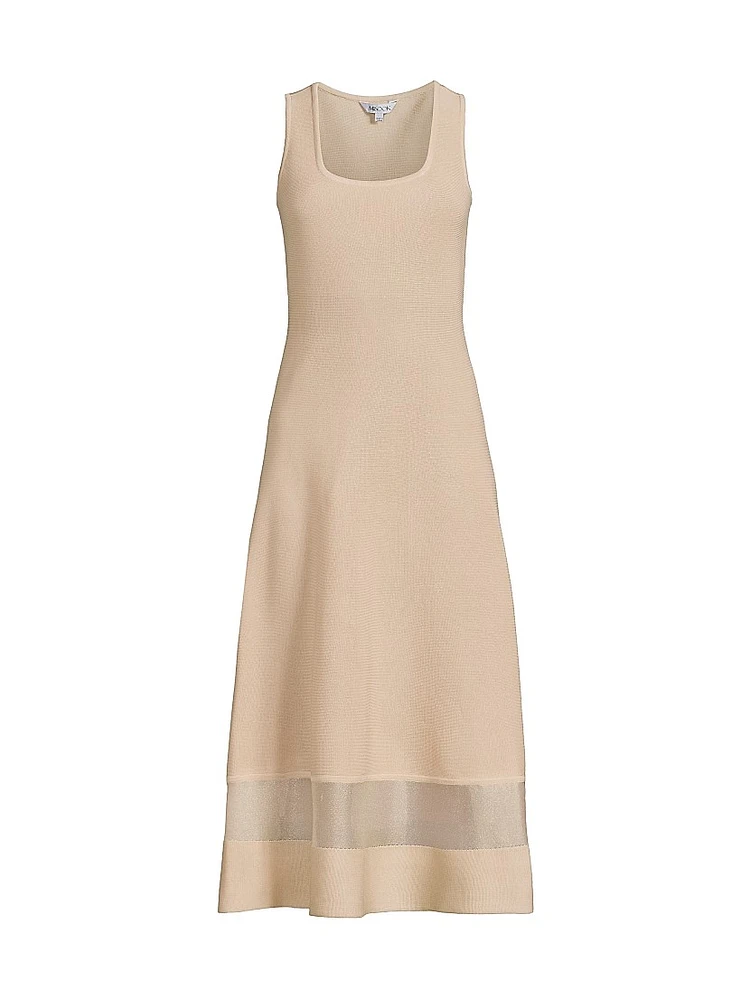 Sheer Hem Sleeveless A-Line Midi-Dress