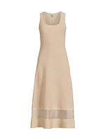 Sheer Hem Sleeveless A-Line Midi-Dress