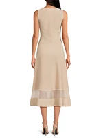Sheer Hem Sleeveless A-Line Midi-Dress