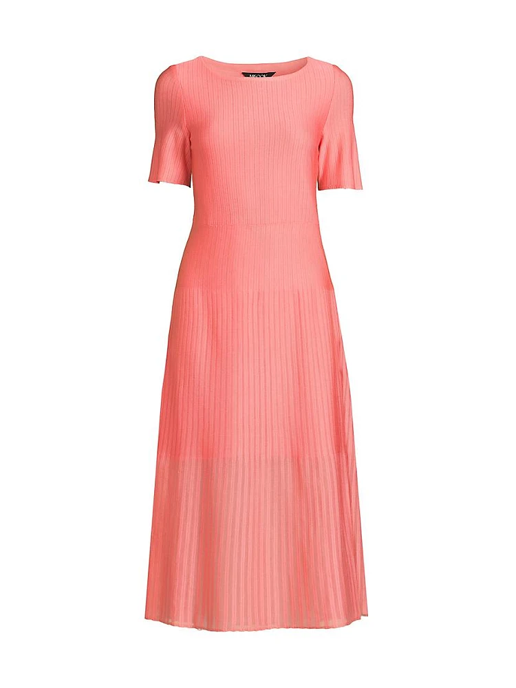 Rib-Knit A-line Midi-Dress
