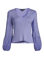 Ribbed Bishop Sleeve Tunic Top