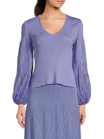 Ribbed Bishop Sleeve Tunic Top